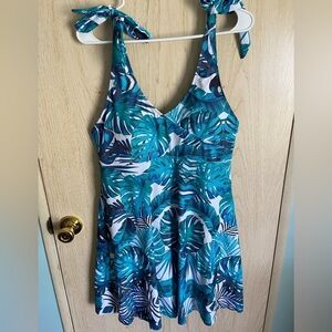 Reach Out International Swim Dress Tropical Palm Sz 18